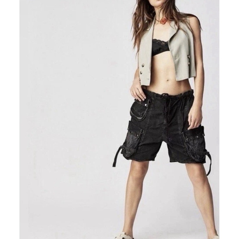 Free People Parachute Moon Bay Shorts Gorpcore Slouchy Harem Baggy Black Cargo